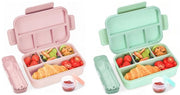 Bento Box per Bambini - Scatola per Picnic con 4 Compartimenti, Sicura per Ragazzi e Ragazze: Rosa, Verde, 1300 ML - Set da 2
