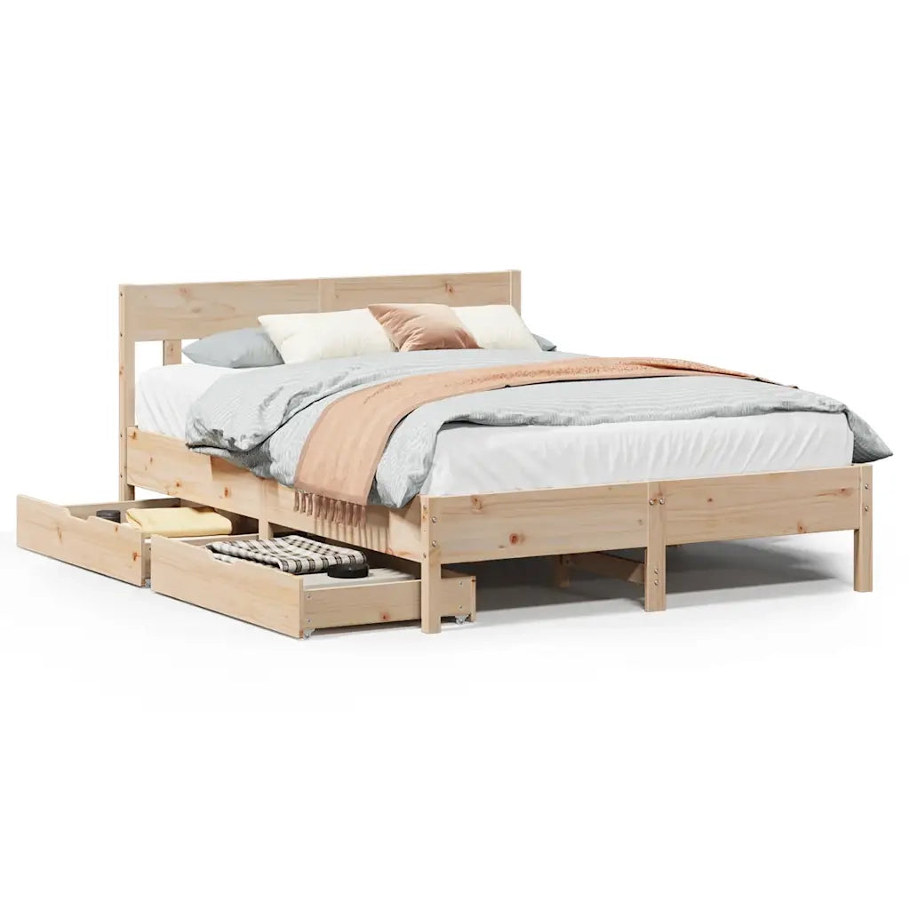 Letto senza Materasso 160x200 cm in Legno Massello di Pino 3301860