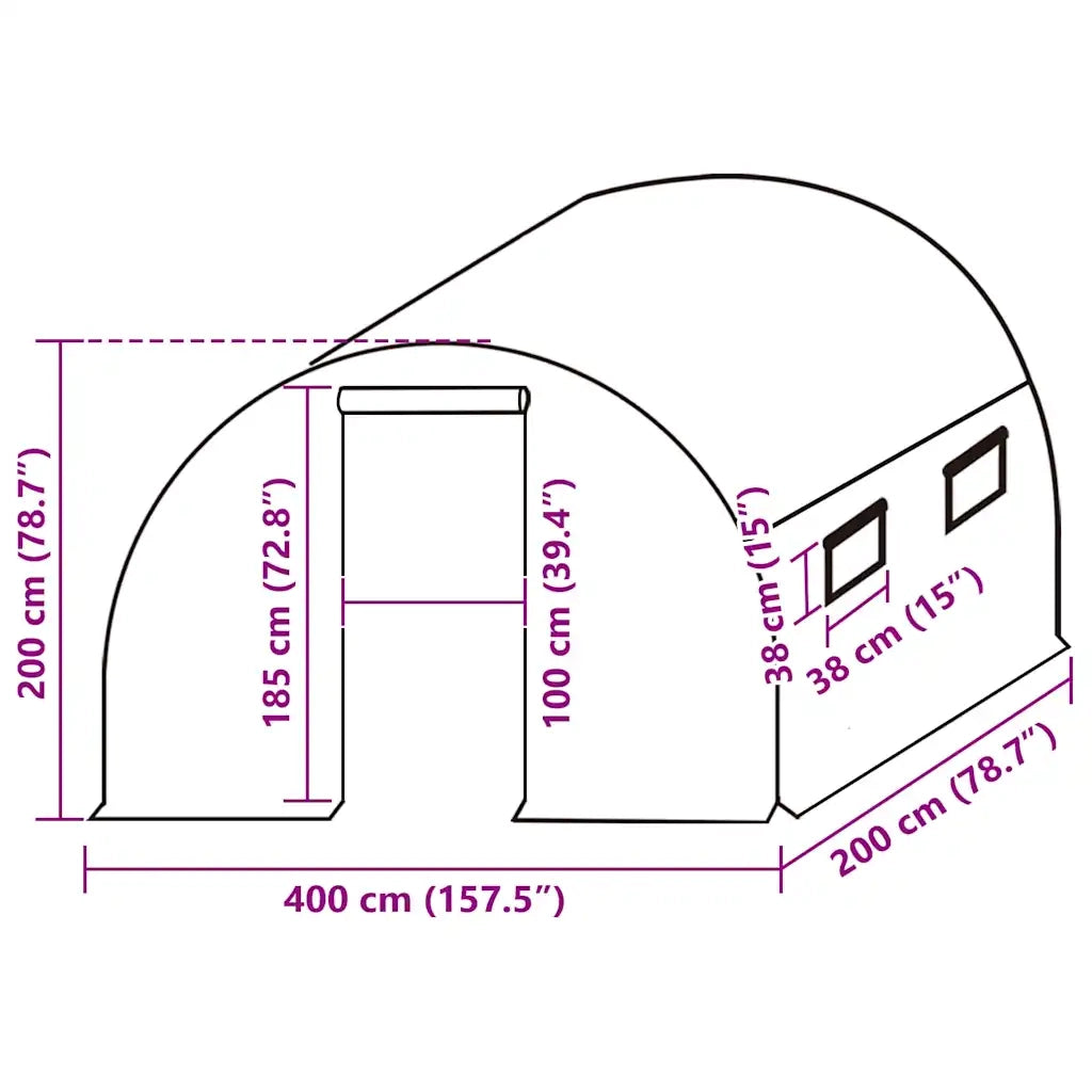 Telo di Ricambio per Serra (8 m2) 400x200x200 cm Verde CFW5981426