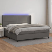 Giroletto Molle con Materasso e LED Grigio 200x200cm Similpelle 3139347