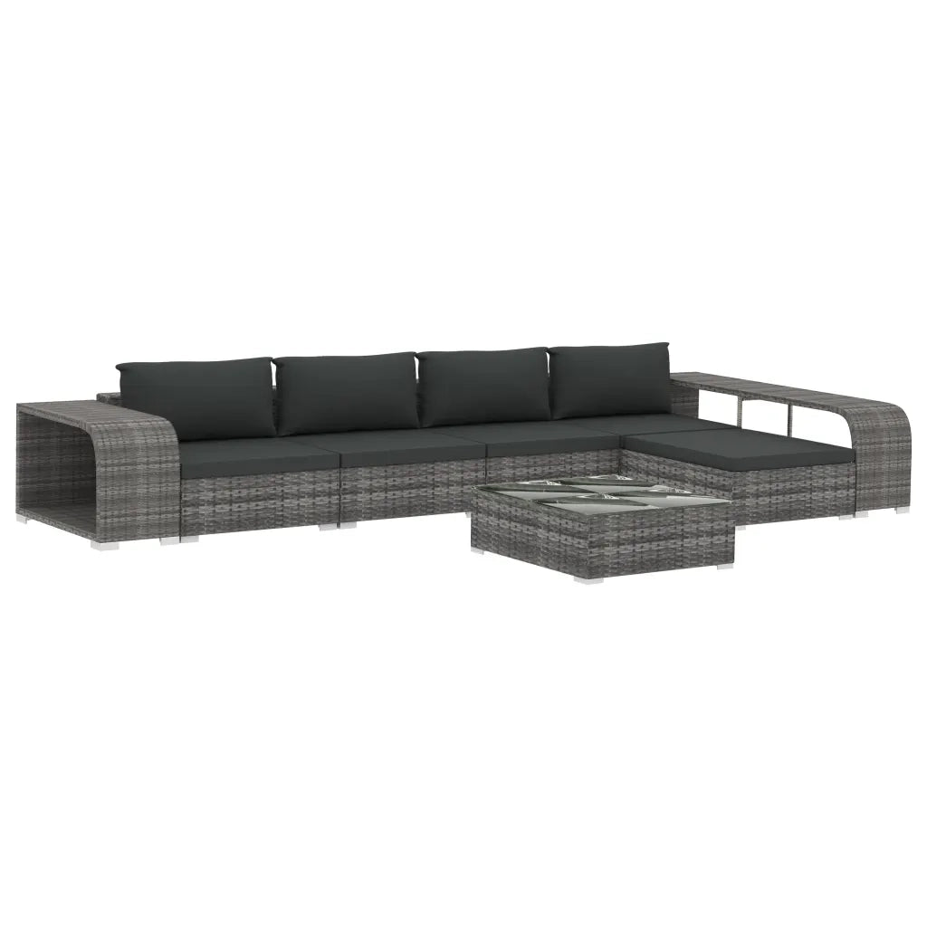 Set Divani da Giardino 8 pz con Cuscini in Polyrattan Grigio