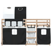 Letto a Castello senza Materasso Bianco e Nero 80x200cm in Pino