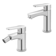 Set miscelatore lavabo e bidet monocomando in zinco cromo con piletta click-clack – Eden