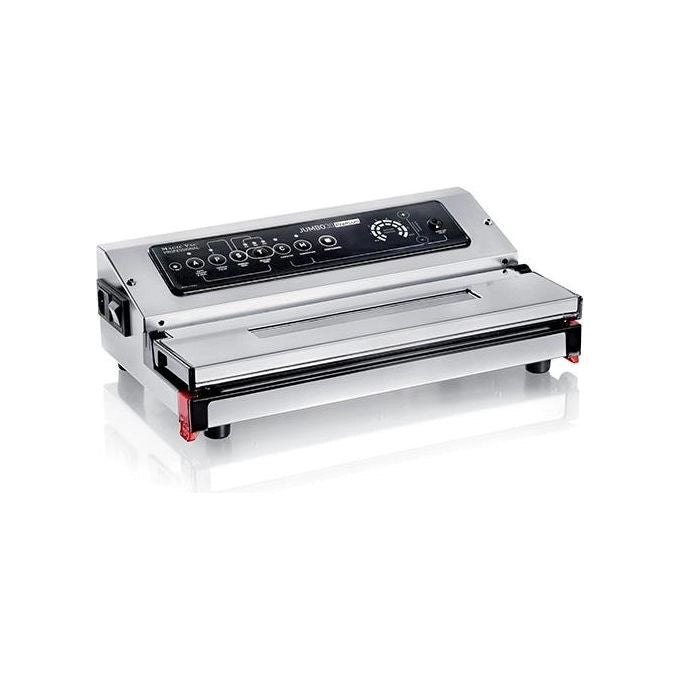 Magic vac 8321310005 Jumbo 30 Premium Macchina Sottovuoto Alimenti in Acciaio Inox con Doppia Pompa 28 litri-min Barra Saldante 30 cm colore Argento-Nero