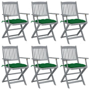 Sedie da Giardino Pieghevoli 6pz con Cuscini in Massello Acacia cod mxl 6475