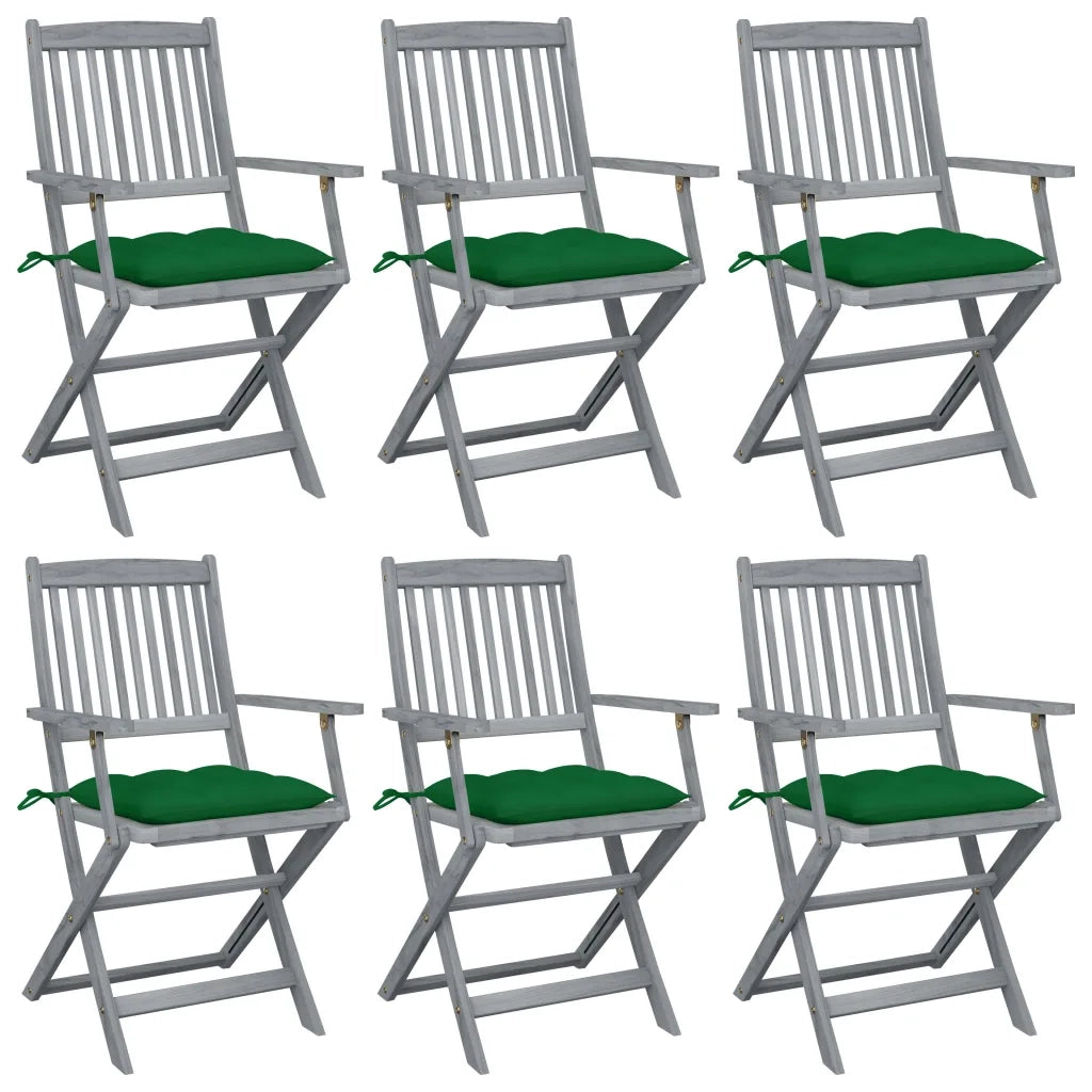 Sedie da Giardino Pieghevoli 6pz con Cuscini in Massello Acacia cod mxl 6475