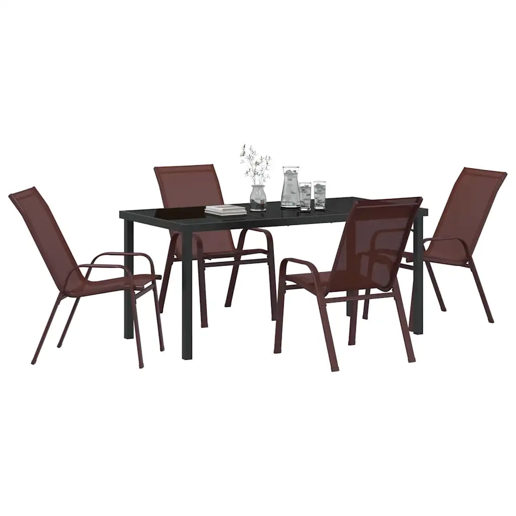 Set da Pranzo per Giardino 5 pz | Set Salotto da Giardino Marrone e Nero
