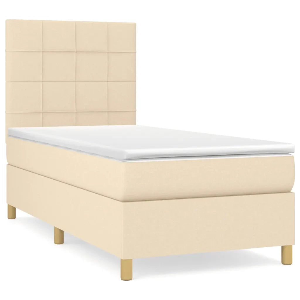 Giroletto a Molle con Materasso Crema 90x190 cm in Tessuto 3142302