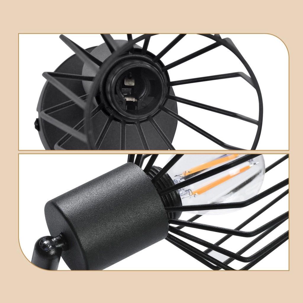 ZMH Faretto da soffitto neri 2 luci E14 metallo orientabili 350° industriali per corridoio soggiorno