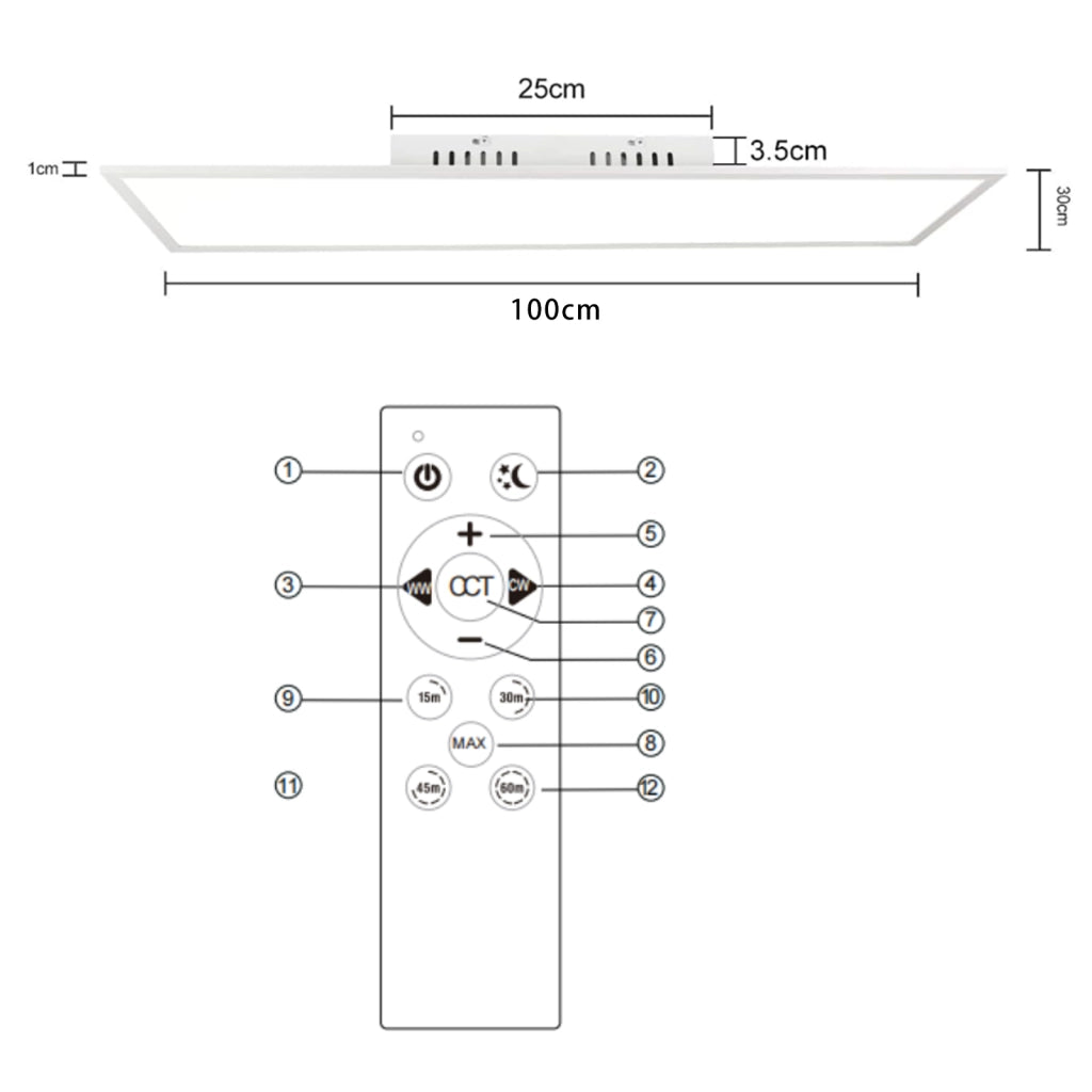 ZMH Lampada da soffitto plafoniera LED pannello bianco dimmerabile telecomando per soggiorno ufficio