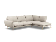 Cosmopolitan Design - Divano angolare destro "Vienna" 6 posti in tessuto strutturato beige chiaro 
