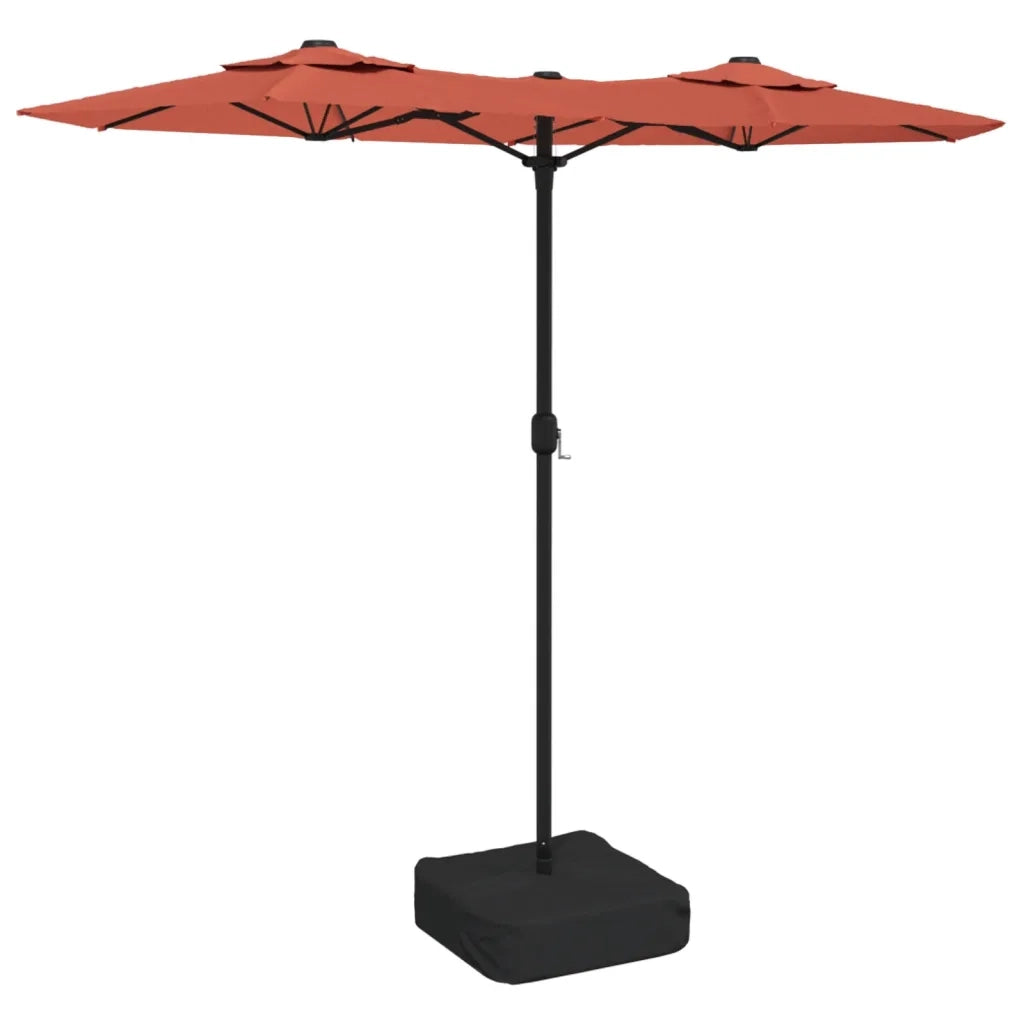 Ombrellone a Doppia Testa con LED Terracotta 316x145 cm 362974