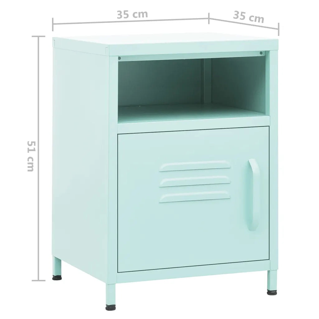 Set di 2 Comodini | Armadio da Notte | Mobiletto da notte Menta 35x35x51 cm in Acciaio