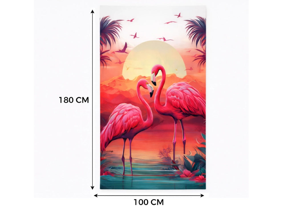 Telo Mare Grande 100x180 Spugna Spiaggia Piscina Maui Flamingo Sunset D23