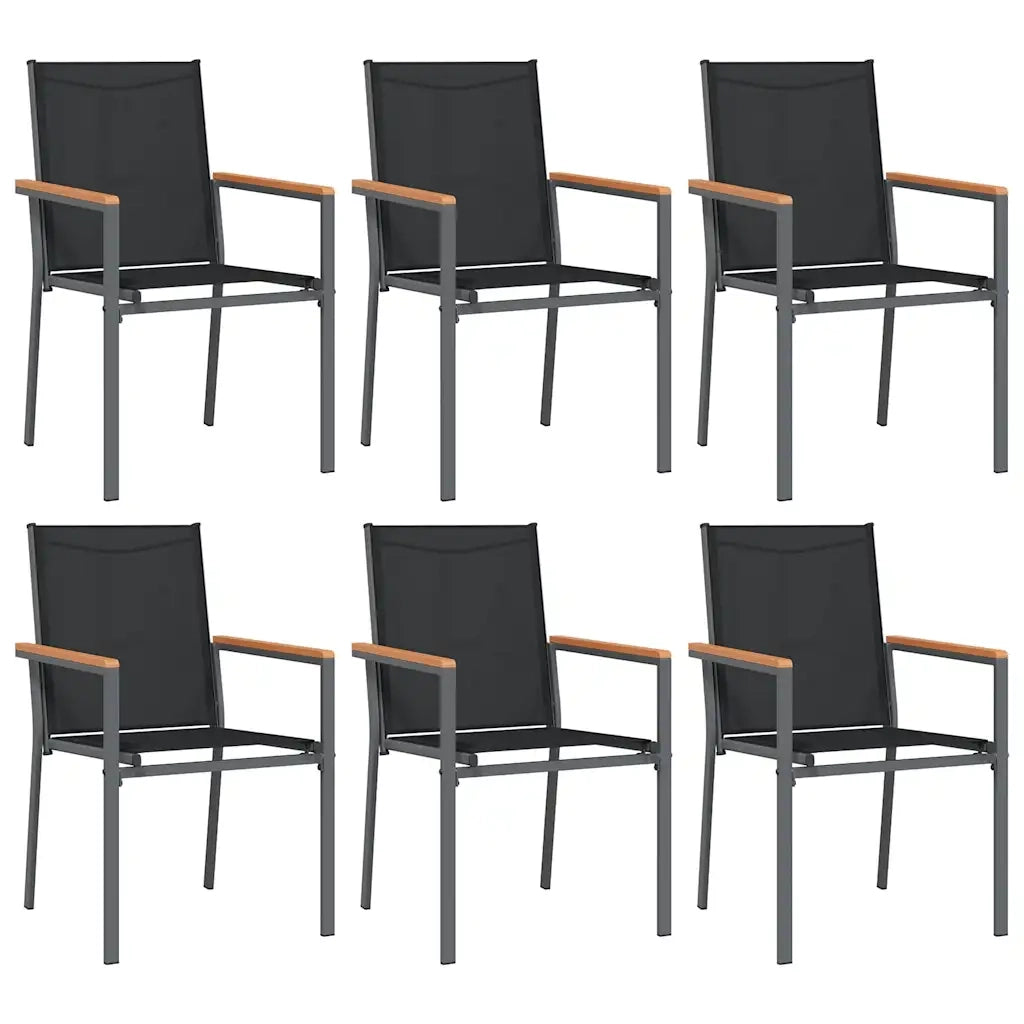 Set da Pranzo da Giardino 7 pz Nero in Textilene e Acciaio 3187038