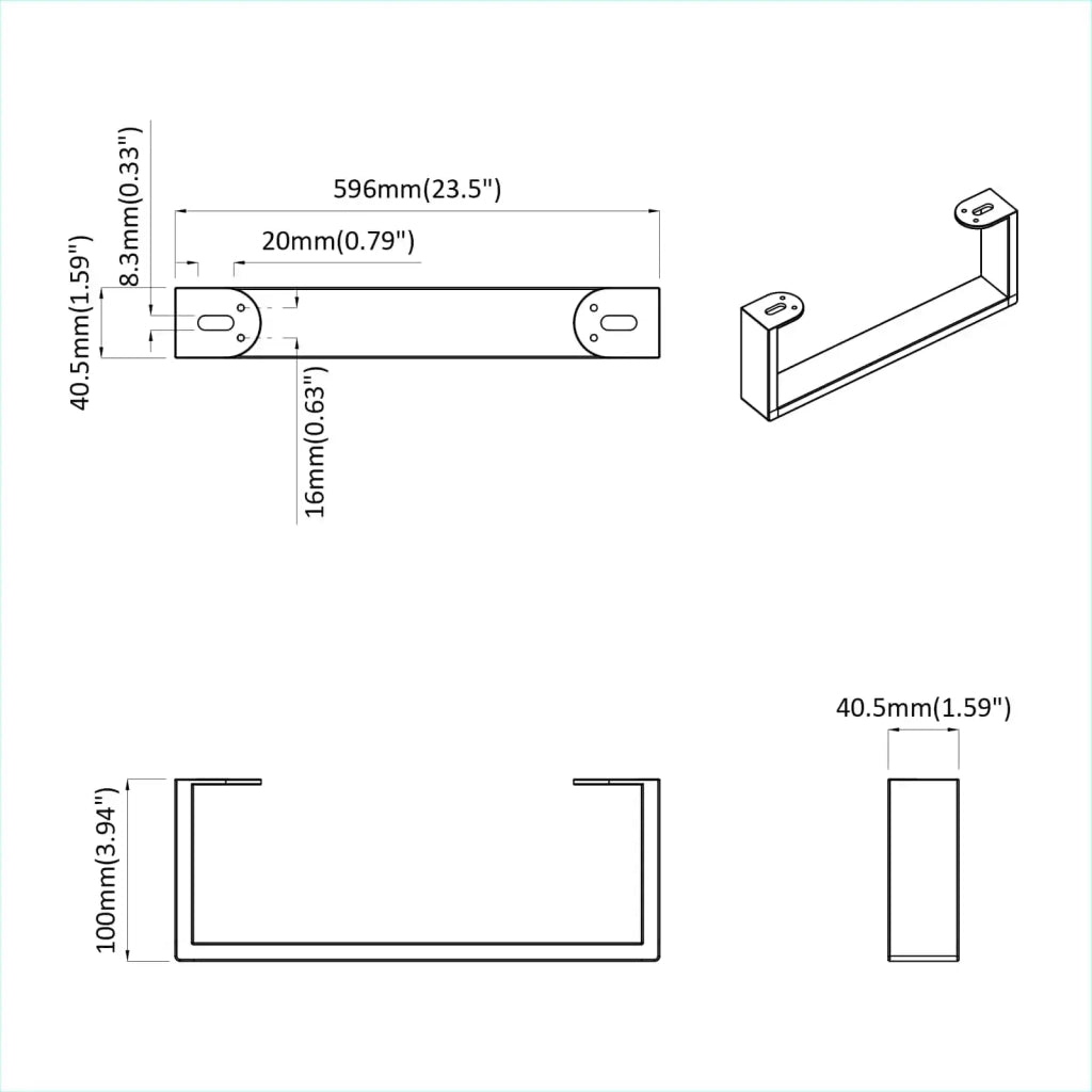 Piedini per mobili 2 pz Nero 596 x 40,5 x 100 mm Ferro CFW5876078