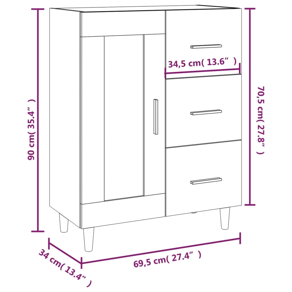 Credenza Grigio Sonoma 69,5x34x90 cm in Legno Multistrato 817364