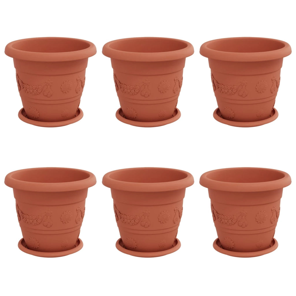 Vasi per Piante 6 pcs Rosso Mattone Ø 26 x 21.5 cm Plastica 3403271