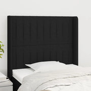Testiera ad Orecchio-Testata con Orecchie Nera 93x16x118/128 cm in Tessuto 205454