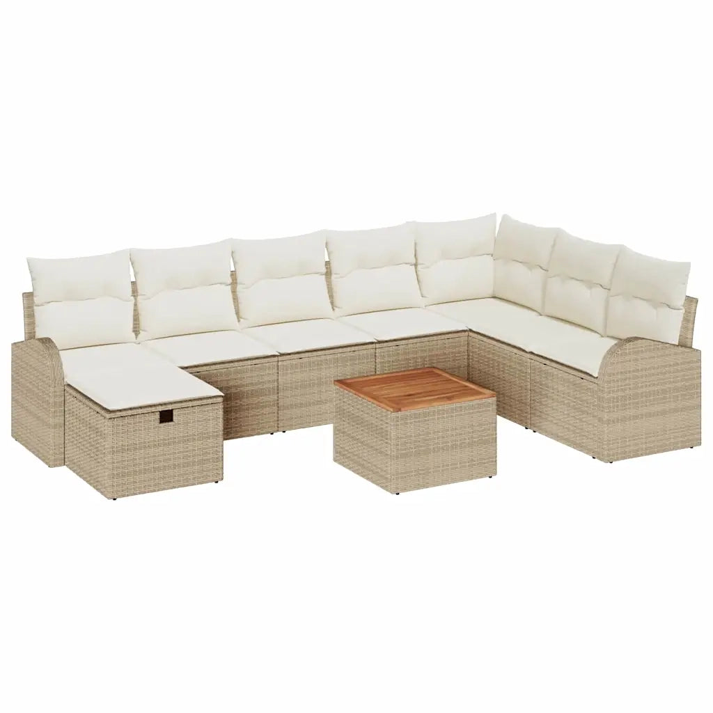 Set Divano da Giardino con cuscino 9 pcs Beige Poly Rattan 3360858