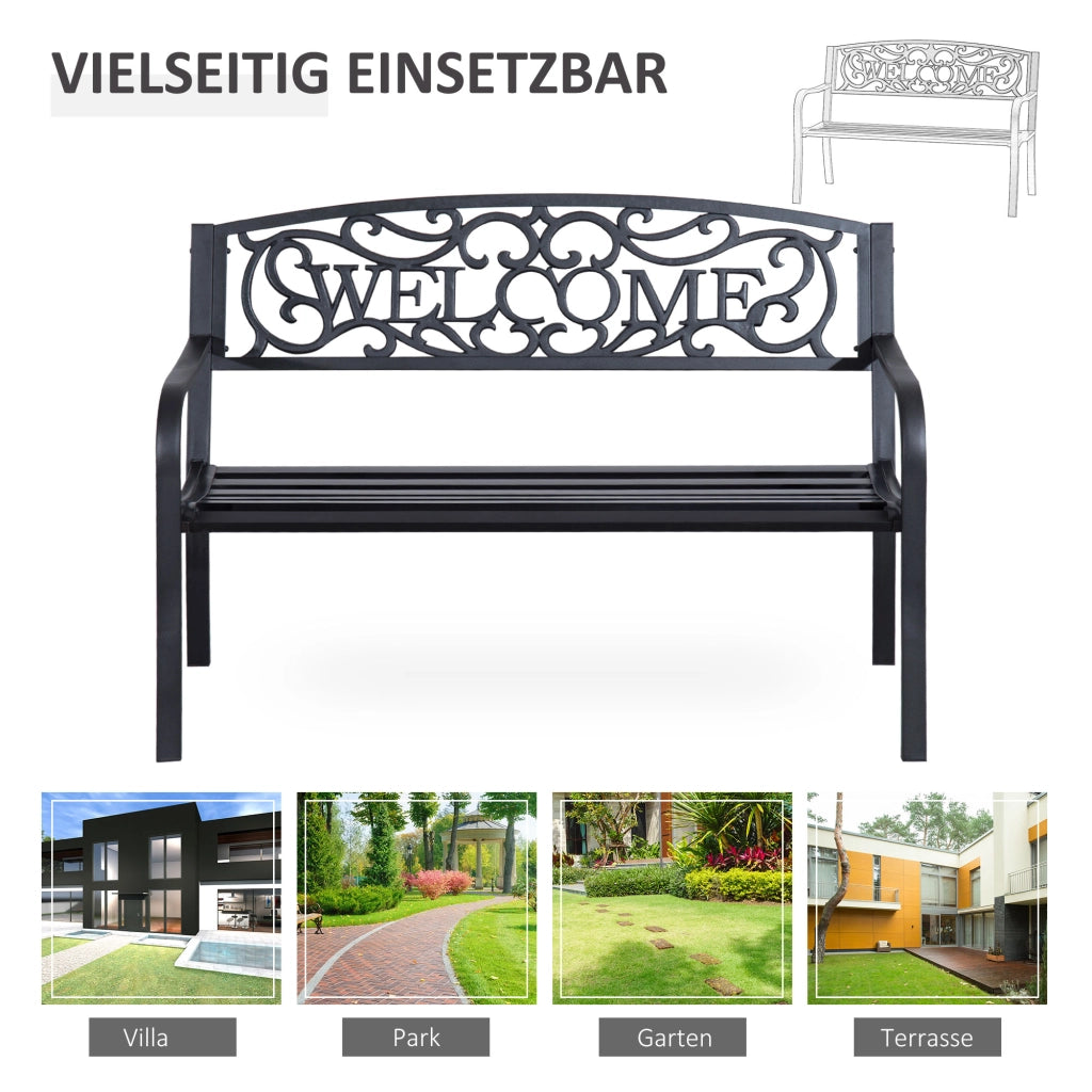 PANCHINA da Giardino 2 Posti 127x60x87 cm in Ferro Nera