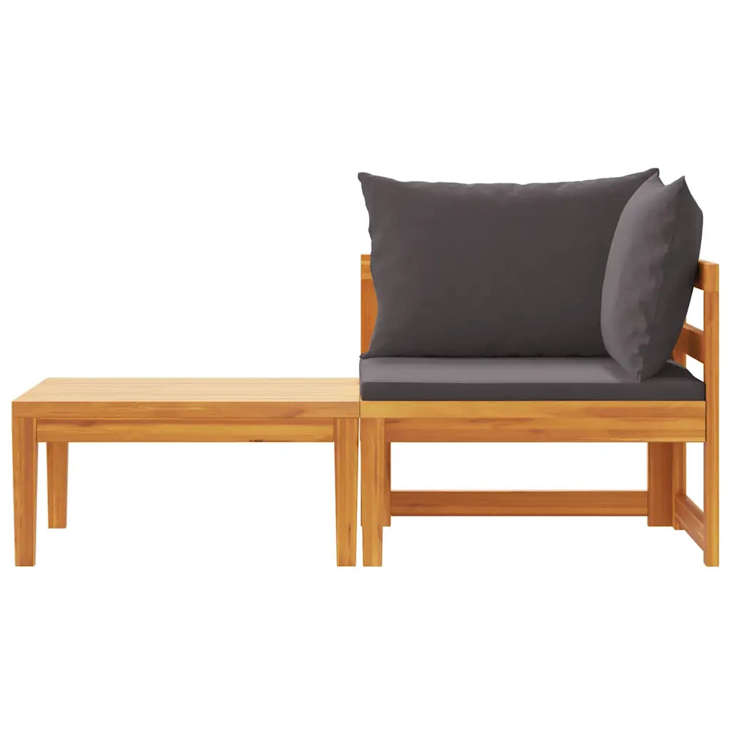 Set Divani Giardino 2 pz con Cuscini Grigio Scuro Legno Acacia 316321