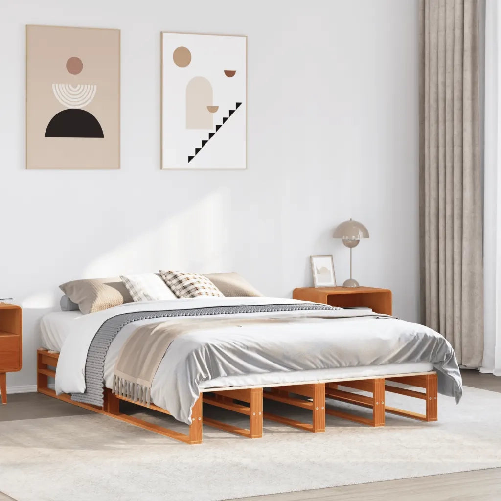Letto senza Materasso Marrone Cera 120x190 cm in Legno di Pino 850865
