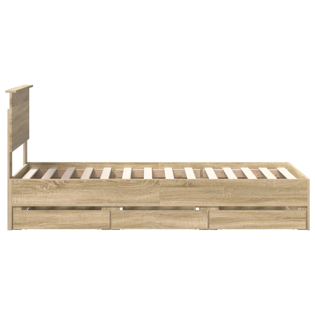Struttura del letto con cassetto Rovere Sonoma 75 x 190 cm
