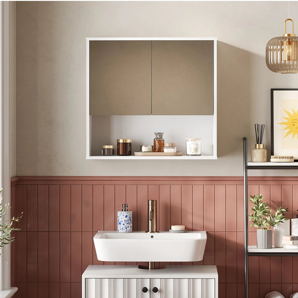 Vicco Specchio contenitore bagno Ondulazione bianca 70 x 65 cm