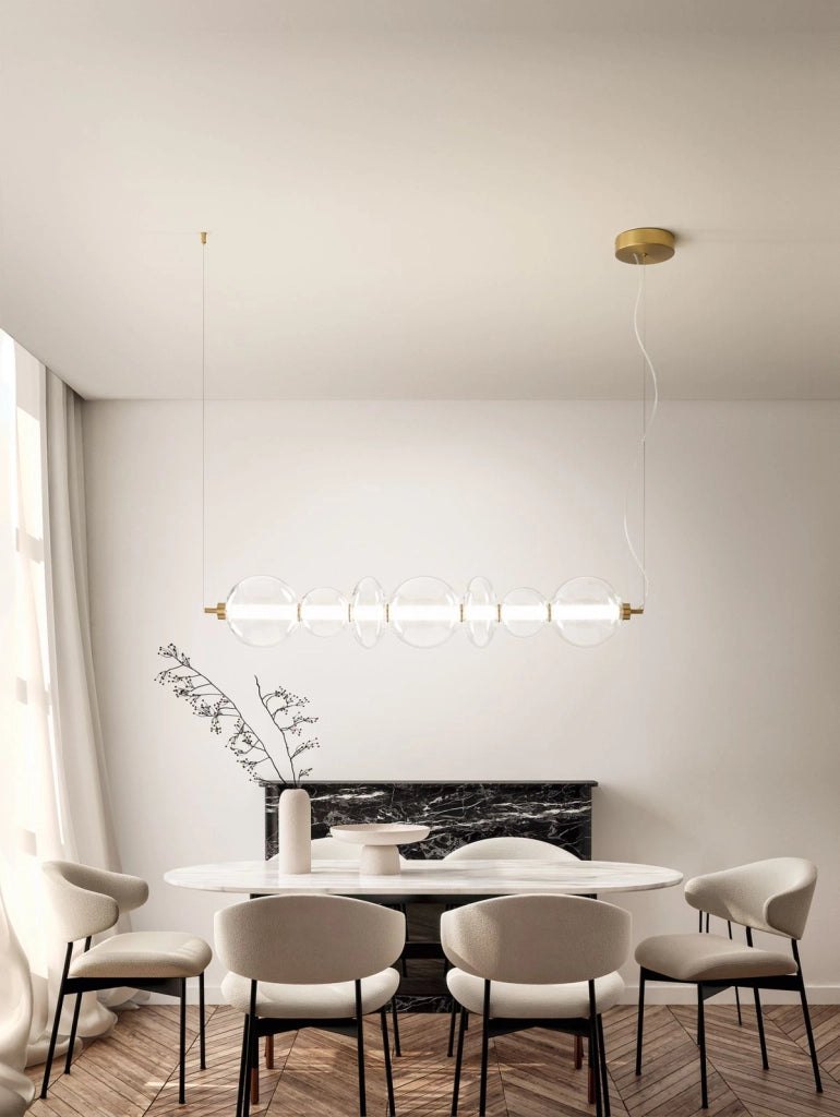 Sospensione in metallo e vetro trasparente  e oro spazzolato Bubbles LED 50W 3000K CRI?80 220-240V 50/60Hz 4250Lm