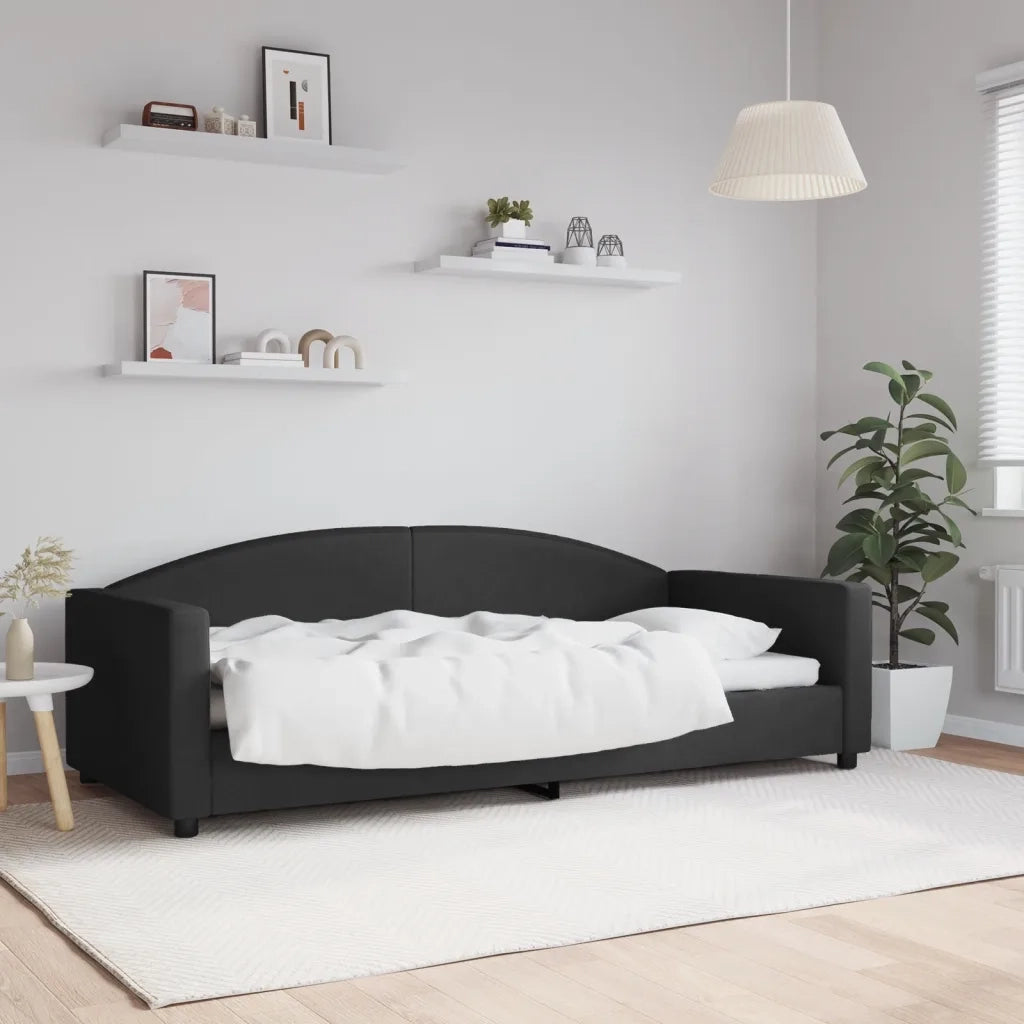 Letto singolo | Letto per adulti | Letto da Giorno Nero 90x200 cm in Tessuto