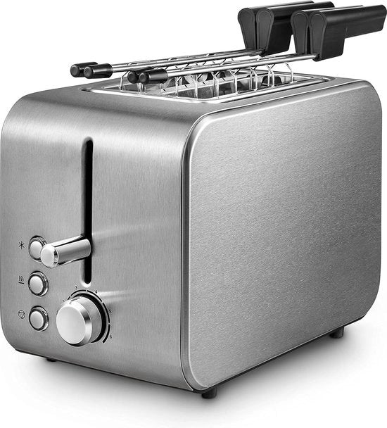 Broodrooster 3 in 1 - 6 Niveaus - Con Lame a Croccante - Argento - Broodrooster 2 Fette - Broodroosters - Toaster