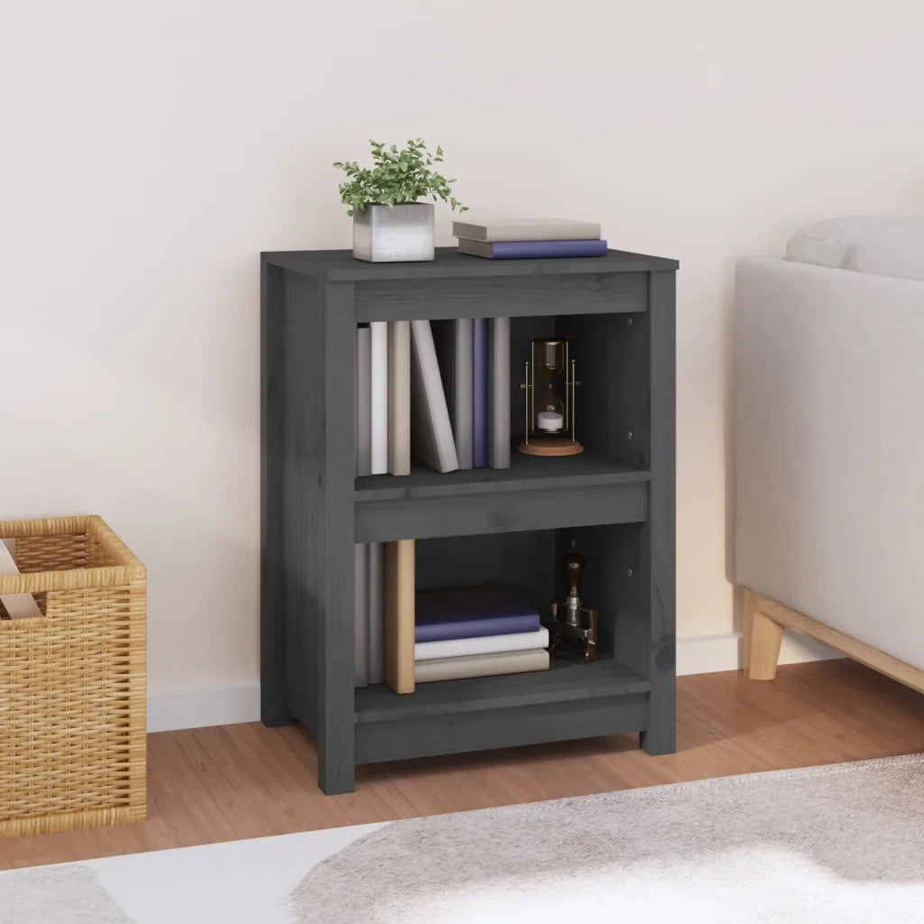 Libreria Grigia 50x35x68 cm in Legno Massello di Pino 821701