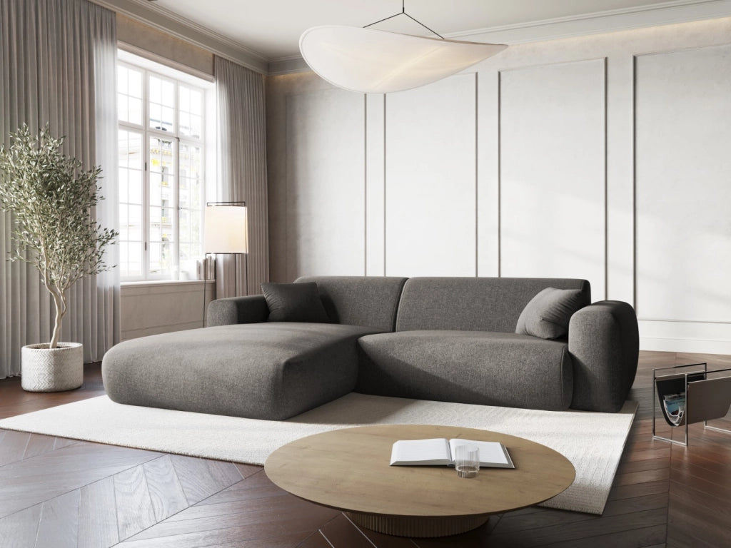 Cosmopolitan Design - Divano angolare sinistro "Nolio" 4 posti in ciniglia grigio 