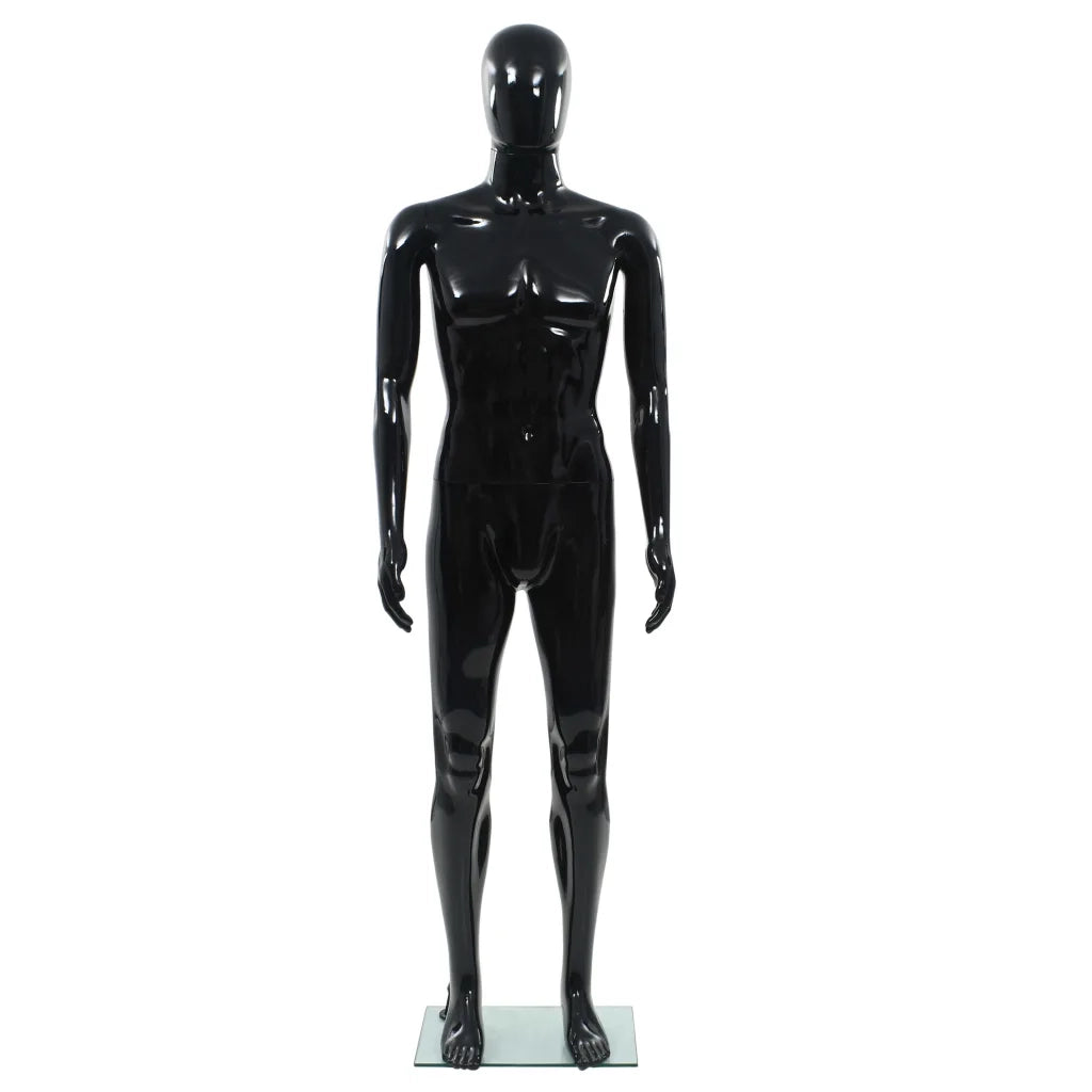 Manichino Uomo Figura Intera Base in Vetro 185 cm Nero Lucido CFW5321680