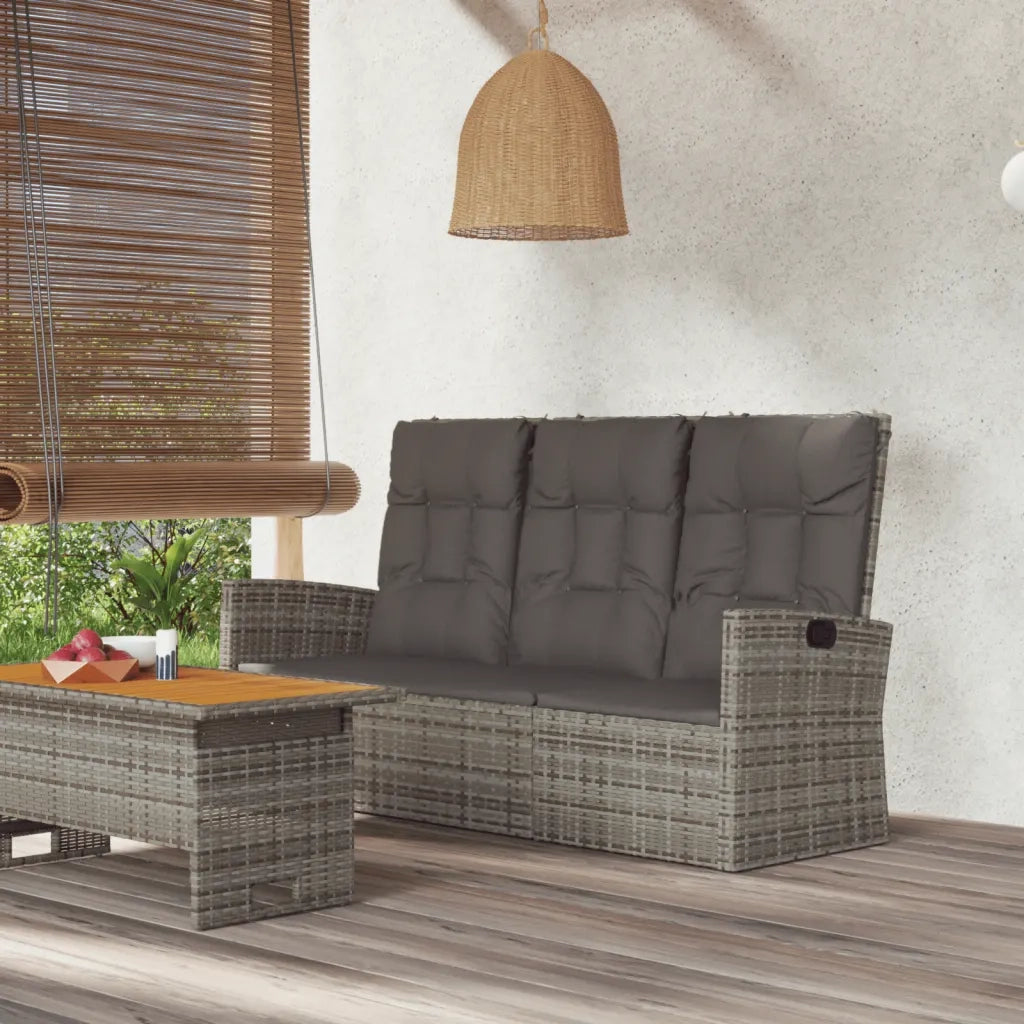 Panca Giardino Reclinabile con Cuscini 173cm Polyrattan Grigiocod mxl 129813