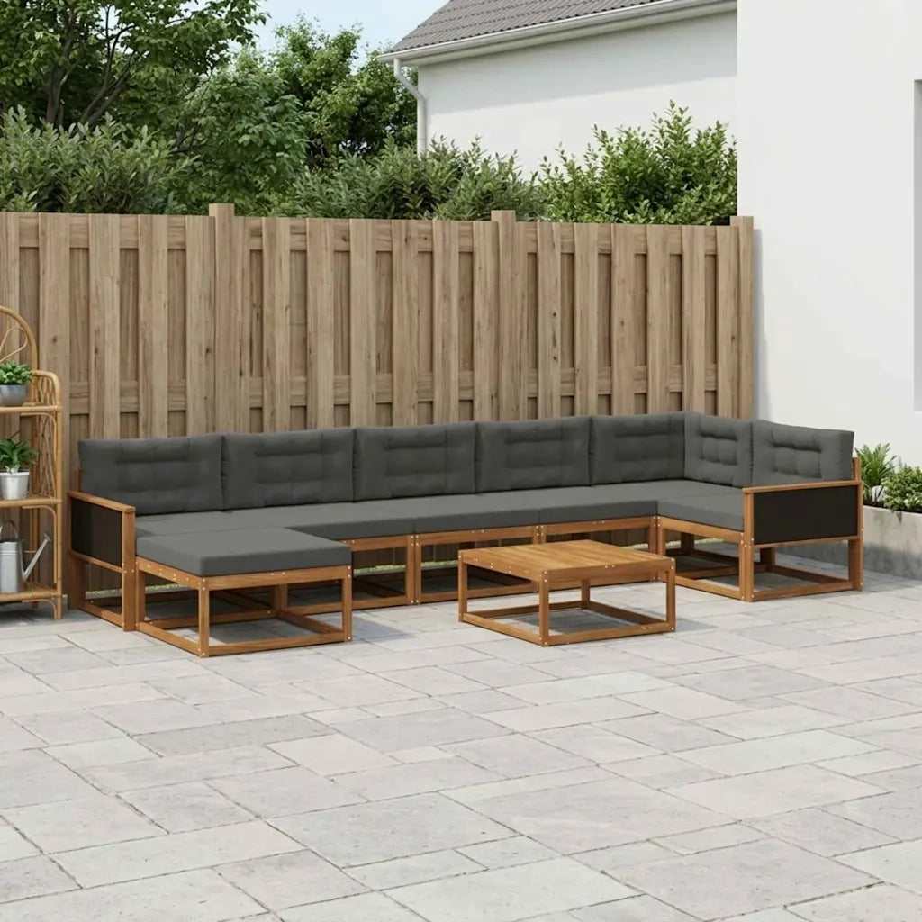 Set di divani da esterno con cuscino 8 pcs Naturale e Antracite 3382755