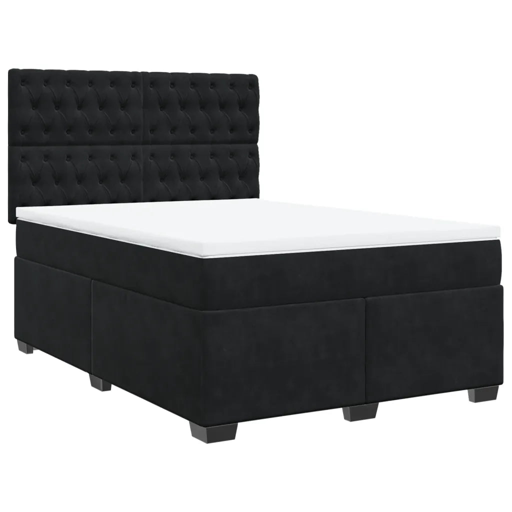 Giroletto a Molle con Materasso Nero 140x200 cm in Velluto 3290938