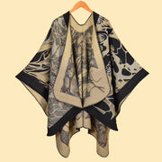 Sciarpa/mantella da donna in cashmere stile vintage con spacco.
