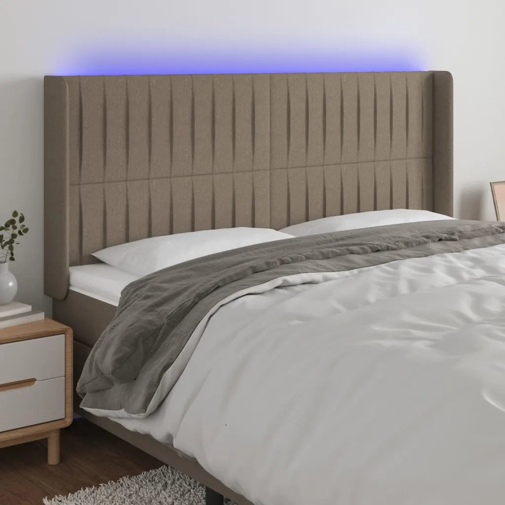 Testiera | Testata a LED Tortora 203x16x118/128 cm in Tessuto
