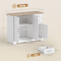 Credenza Moderna Buffet 100x40x78 cm con 2 Cassetti e 2 Armadietti in Legno Bianco e color Legno