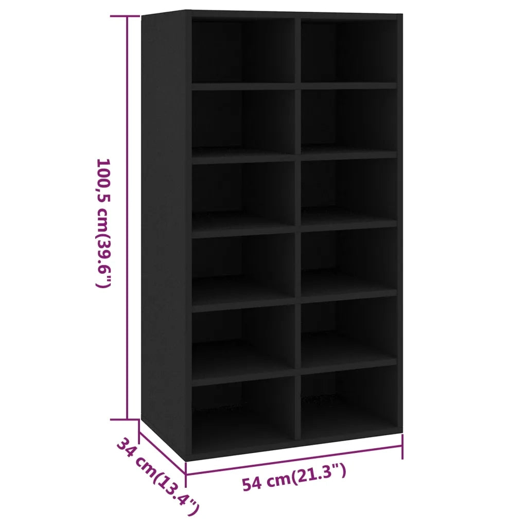 Scarpiera-Scaffale per scarpe Nera 54x34x100,5 cm in Legno Multistrato