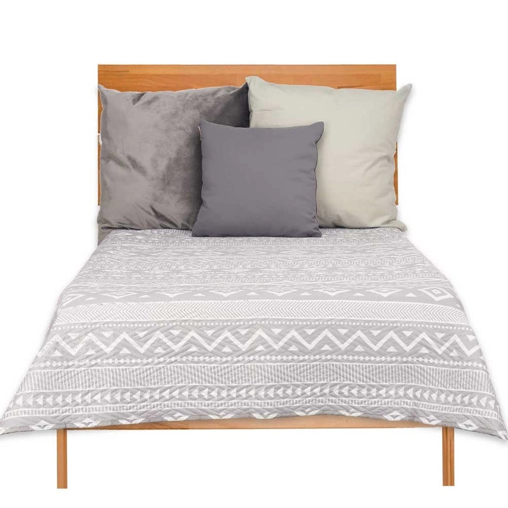 Trapuntino Letto Matrimoniale 240x260 cm Reversibile Bianco Grigio Moderno