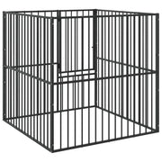 Box per Cani 4 Pannelli Nero Acciaio Zincato CFW9876405