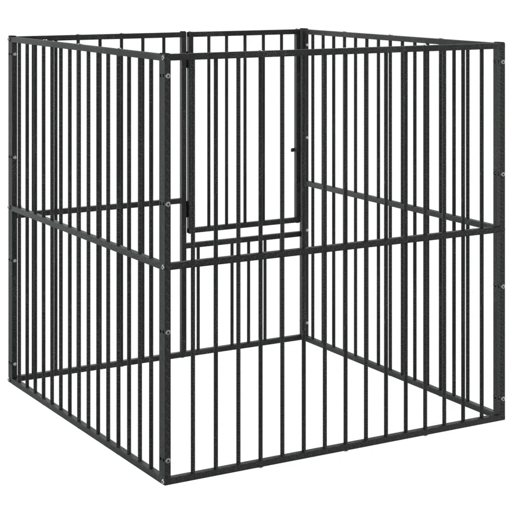Box per Cani 4 Pannelli Nero Acciaio Zincato CFW9876405