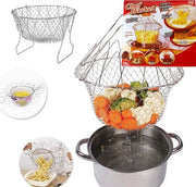 Frittura multifunzionale, in acciaio inossidabile 304, pieghevole, utensile da cucina flessibile per alimenti fritti, lavaggio di frutta e verdura