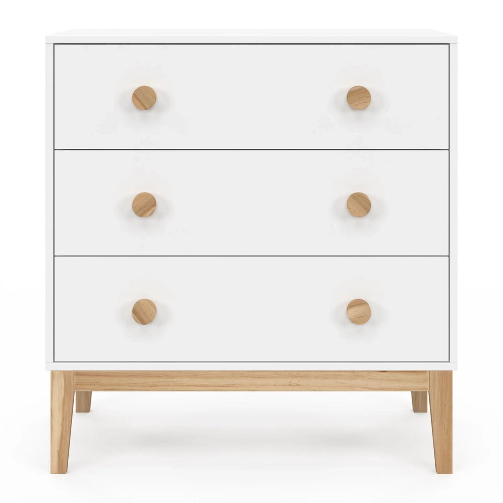 IDMarket - Cassettiera a 3 cassetti per bambini JACOB 80 cm in bianco e legno