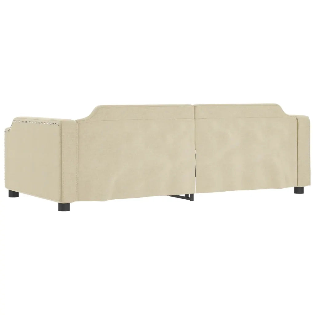 Divano Letto con Letto Estraibile Crema 100x200 cm in Tessuto 3197643