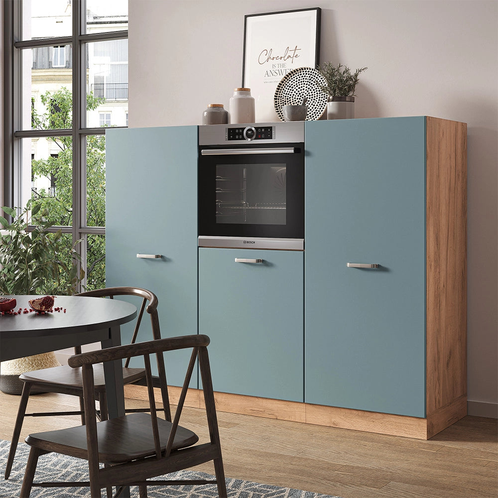 Vicco Cucine componibili piccole Rovere blu-grigio/oro 180 cm senza piano di lavoro