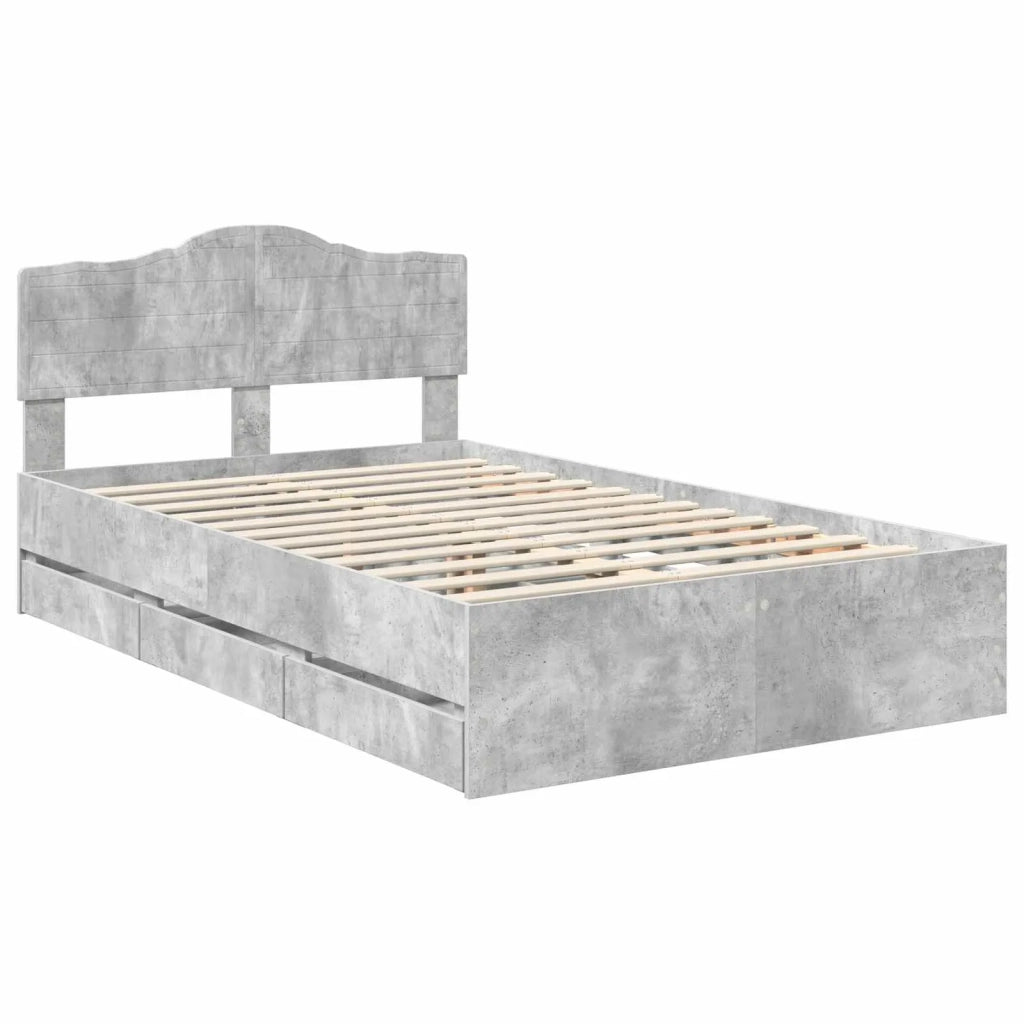 Struttura del letto con cassetto Grigio cemento 135 x 190 cm 3413015